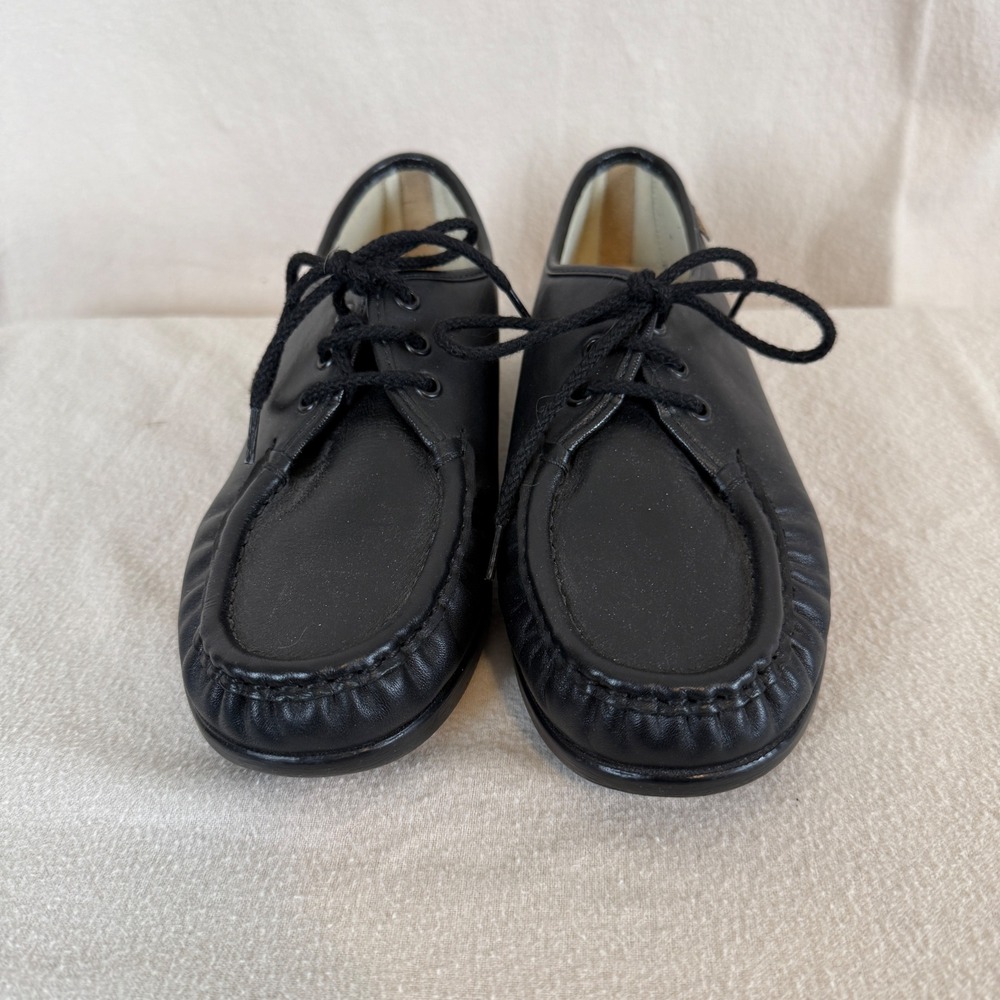 SAS Free Time Womens 8 WW Black‎ Leather Walking Shoes Lace Up Comfort Handsewn